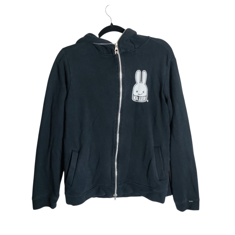 Cune Japan Killer Bunny Black Full Zip Hoodie Graphic Sweatshirt VS10LB49 Size 3